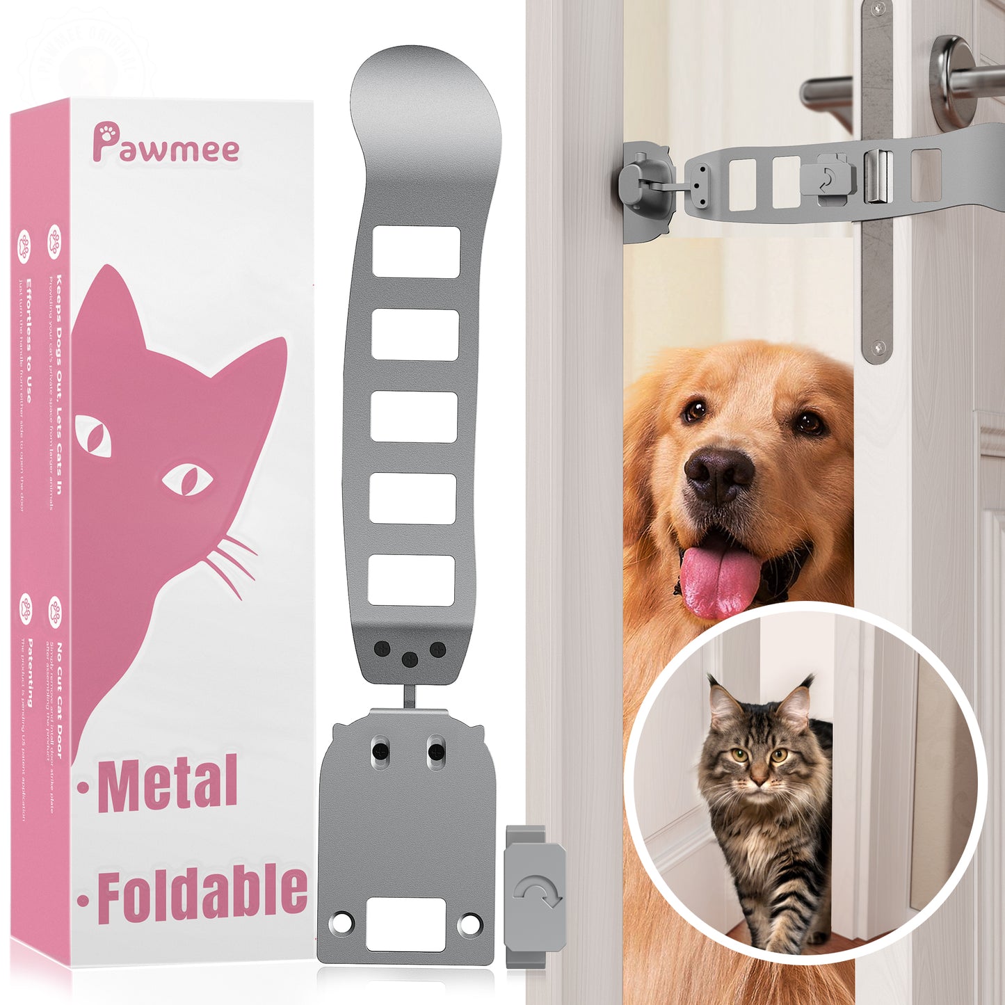 Folding Cat Door Latch Holder – Pawmee - Main Image