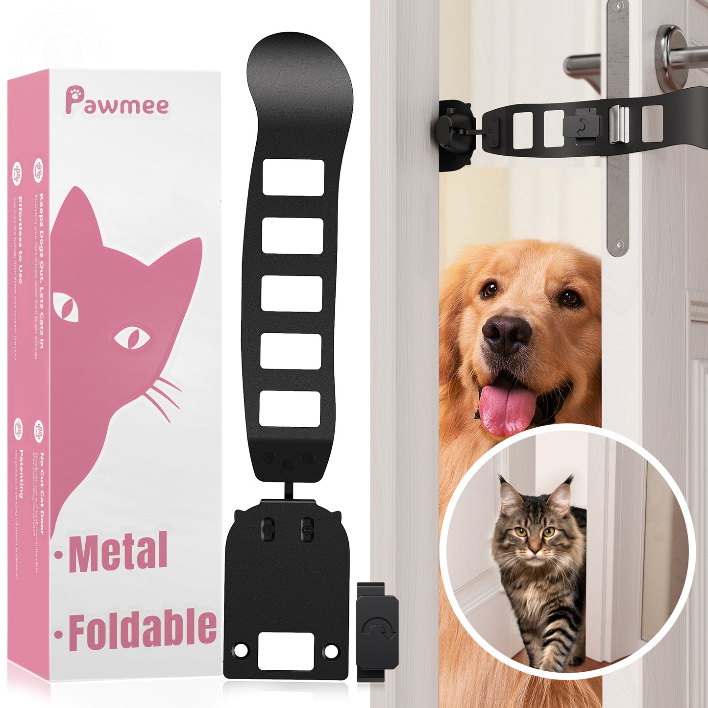 Folding Cat Door Latch Holder – Pawmee - Main Image