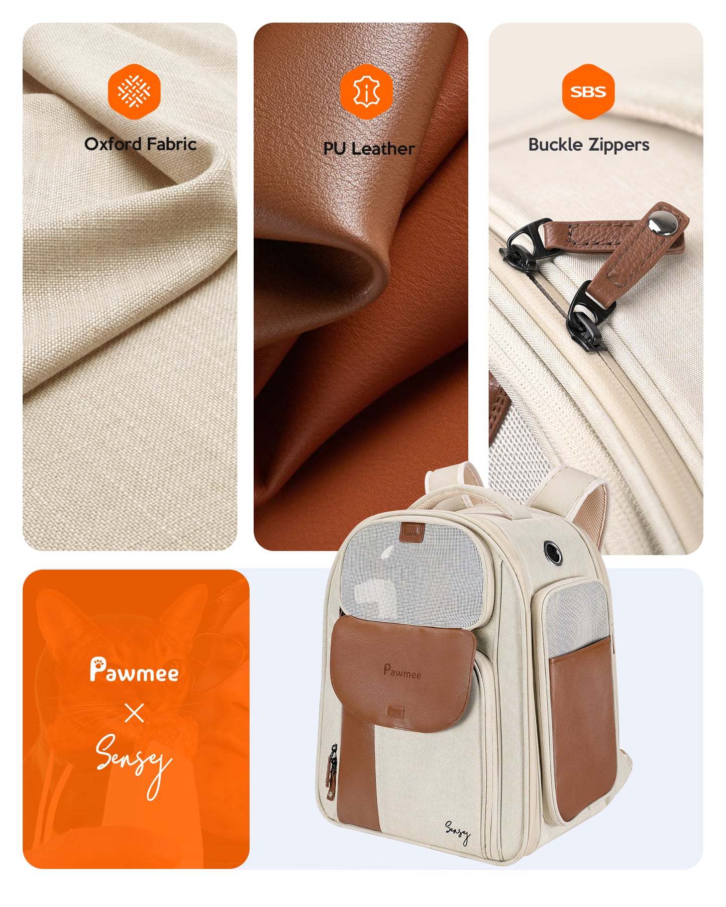 Pawmee x Sensej Cat Carrier Backpack with Litter Box Stowable