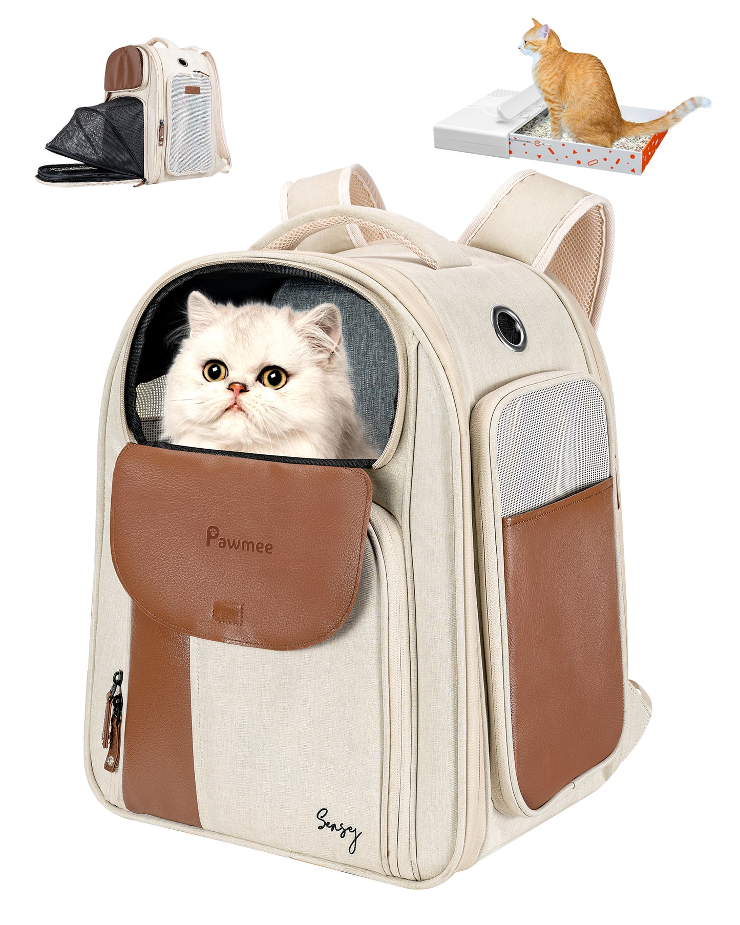 Pawmee x Sensej Cat Carrier Backpack with Litter Box Stowable